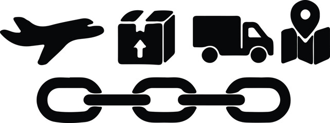 Fototapeta premium Illustrator Supply chain management and logistics network Silhouette vector