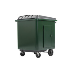 Photo of green dumpster isolated on transparent background
