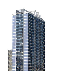 Modern multistorey condominium skyscraper with glass facade and balconies in contemporary