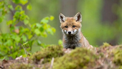 Naklejka premium Fox cub in forest
