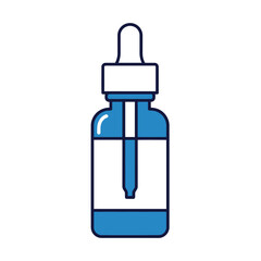 A simple icon of a blue dropper bottle with a white label, containing a serum or liquid.