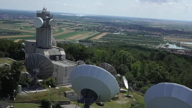 Satellite Communication Station with Large Parabolic Antennas in Kittsee, Austria