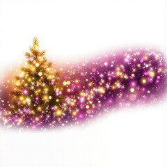 Fototapeta premium Glowing Christmas tree with golden and pink sparkling lights on a festive background, creating a magical, warm holiday atmosphere perfect for seasonal celebrations and winter decor