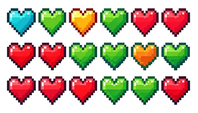 Pixel art hearts collection