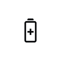 Obraz premium Black battery icon with plus symbol power energy