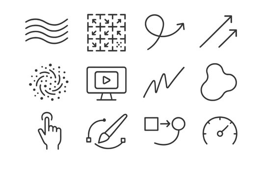 Animated particle transform icon stroke shape icons vector tracer kinetic variance design