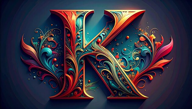 Ornate decorative letter k