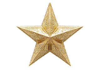 Obraz premium Gold glitter star ornament isolated on transparent background