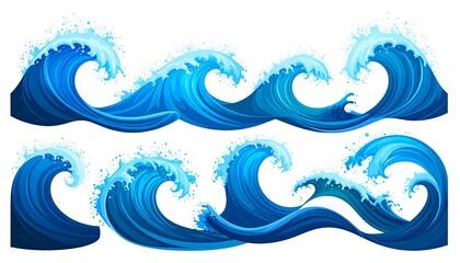 Ocean waves collection illustration
