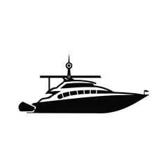 black and white yacht vector