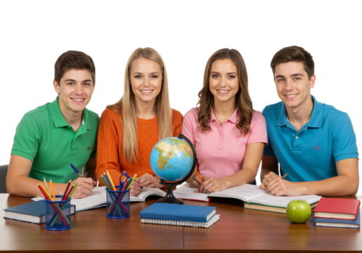 Collaborative Learning Students Engaging with Global Studies and Academic Resources