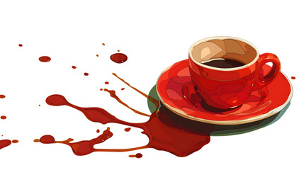 Coffee Cup and Spilled Drink on Plate for Creative Professionals and Advertising Campaigns