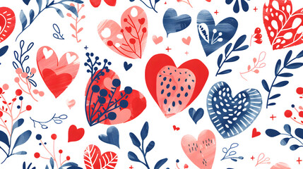 Romantic Heart Seamless Pattern Illustration for Valentine's Day Cards and Wedding Invitations