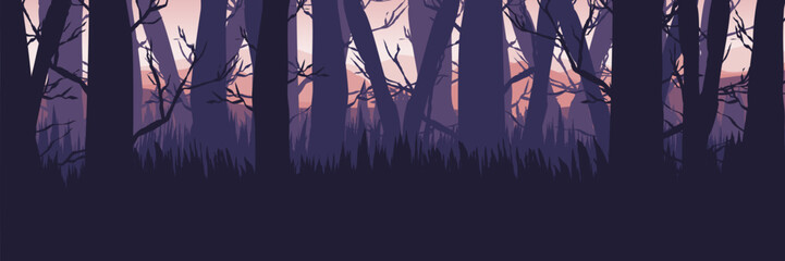 Halloween social media background. Vector web banner and Instagram story template. Spooky forest header for Facebook event cover.