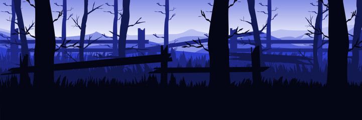 Minimalist vector background for a modern Halloween festival. Stark  cold forest for a stylish brand identity campaign.