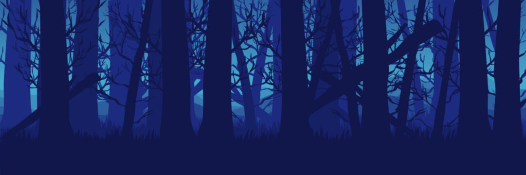 Ethereal horror background for an exclusive Halloween gala. Unconventional blue forest for a luxury event theme.