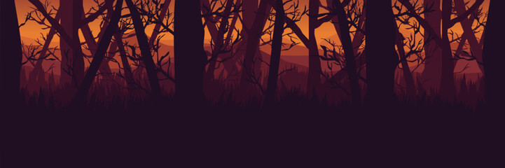 Background for an experiential marketing event. Spooky autumn forest theme for a Halloween brand activation or launch.