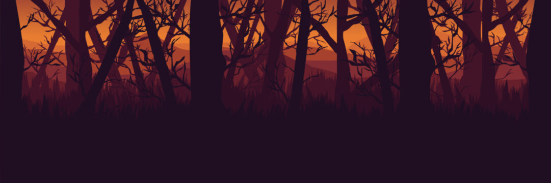 Background for an experiential marketing event. Spooky autumn forest theme for a Halloween brand activation or launch.