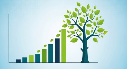 Business Progress with Nature Elements in a Graphic Illustration Environment