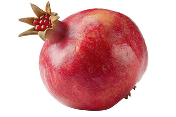 Close-up of a ripe, vibrant red pomegranate