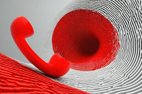 Red emergency call button with white center on pink background for assistance now