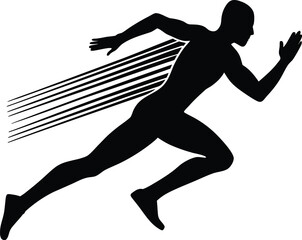 PrintSilhouette of a dynamic runner in mid stride showing powerful motion and speed