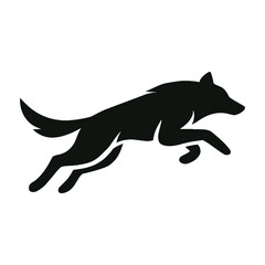Jumping Wolf Logo Design – Wild Animal Silhouette Emblem for Branding and Business Identity
