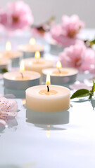 Floating candles and blossoms