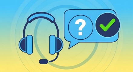 Customer Support Action with Headset and Chat Bubbles in a Digital Environment for Effective Communication
