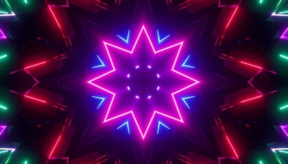 Neon lights kaleidoscope pattern design