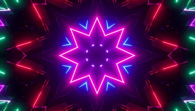 Neon lights kaleidoscope pattern design