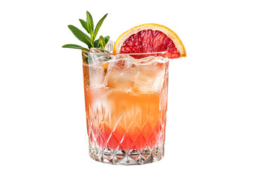 Refreshing grapefruit cocktail with rosemary isolated on transparent background