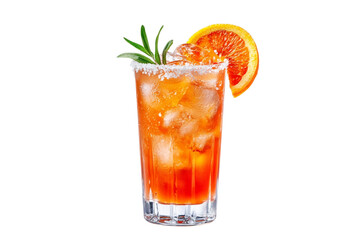 Refreshing grapefruit cocktail with rosemary isolated on transparent background