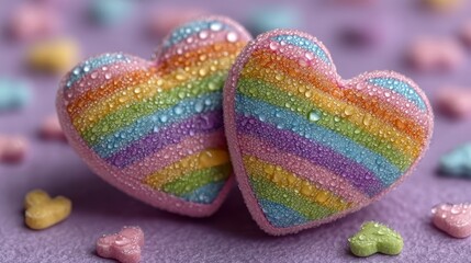 Rainbow striped heartshaped objects for colorful designs