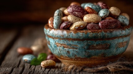 Vintage ceramic bowl with multicolored dried flowers