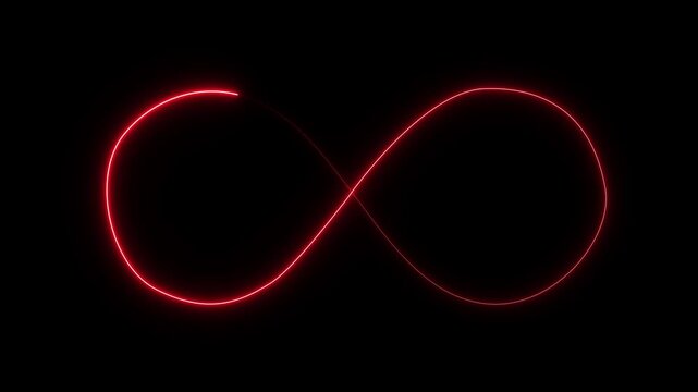 Glowing neon infinity symbol clipart animation footage on black background. Seamless loop animation. Infinity symbol animation.