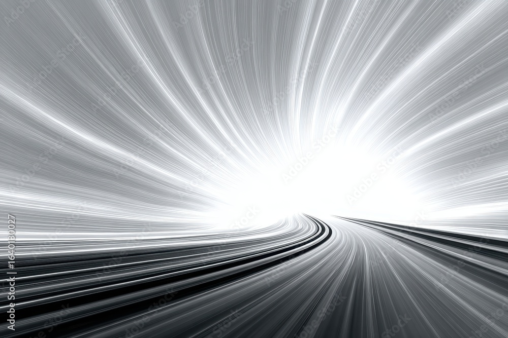 Poster approaching illumination on road in abstract artwork rendering a feeling of high speed and motion bl