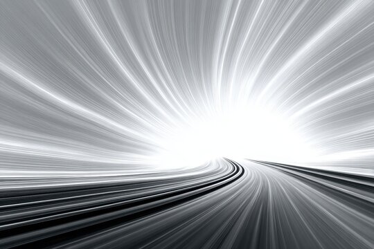 Approaching illumination on road in abstract artwork rendering a feeling of high speed and motion blur