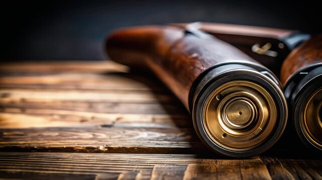 Shotgun shells on wooden surface