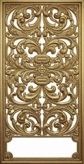 Golden Ornate Baroque Decorative Panel with Floral Scrolls
