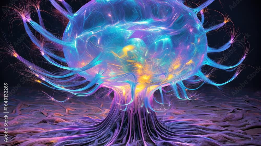Canvas Prints abstract glowing neural network. ai.