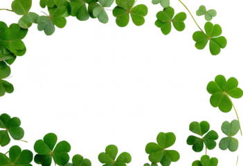 Frame of shamrock leaves on a white background, png, transparent
