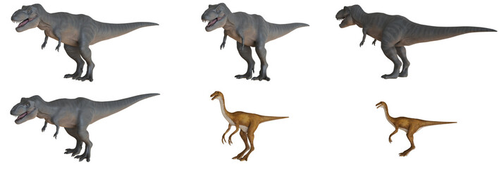 Various dinosaur species on a white background