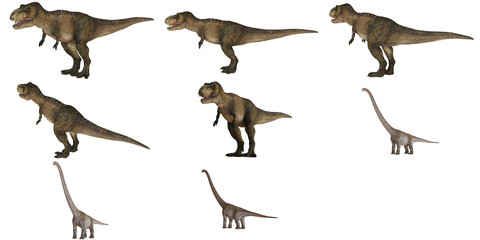 Collection of dinosaur illustrations on white background.