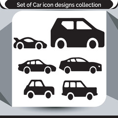 Diverse Car Icon Collection Showcasing Various Automobile Styles for Automotive Design and Transportation Themes