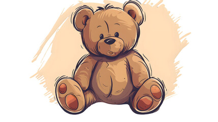 Lonely Teddy Bear Sitting Illustration