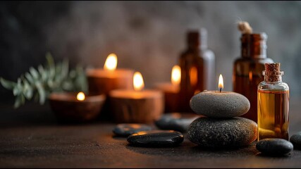 Relaxation and Wellness With Essential Oils and Candles in a Tranquil Setting for Stress Relief