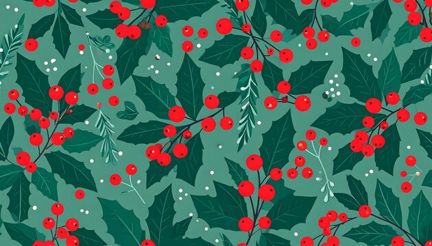 Holly berry festive pattern