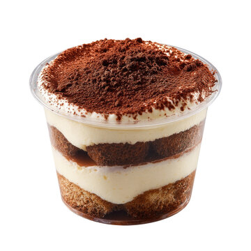 Tiramisu dessert in clear cup