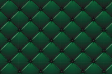 Close-up of a luxurious tufted green leather texture, pattern design
